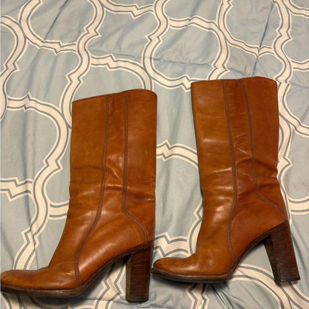 Brown Leather Knee-High Boots